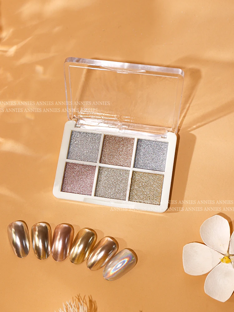 Nail powder set 6 in 1/4 in 1 Solid Chrome Nail Powder 4/6 Colors Mirror Metallic Gold