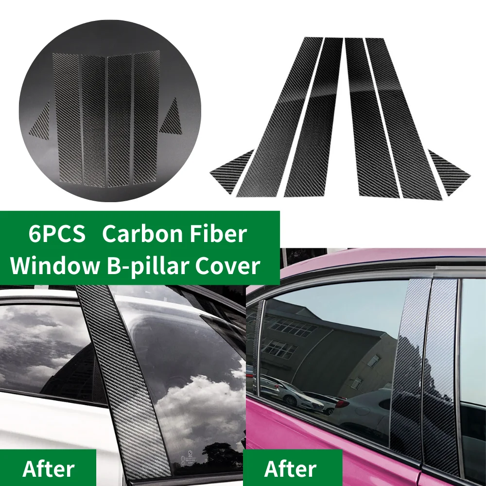 

6pcs Carbon Fiber Window B-pillar Cover Car Decor Trim For Audi Q5 2012-2017