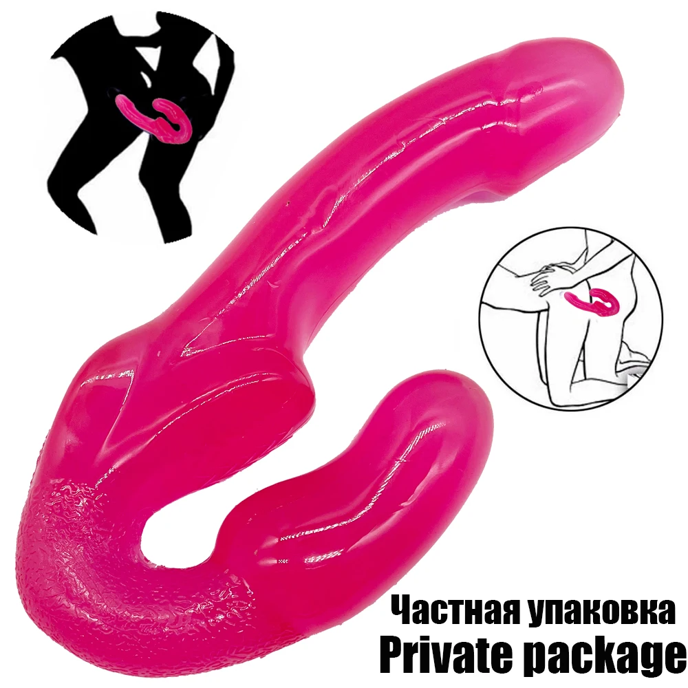 Strapless Strapon Dildo No Vibrator Female Double G Spot Adult Sex Toys For Women Couple Silicone Anal Prostate Massager