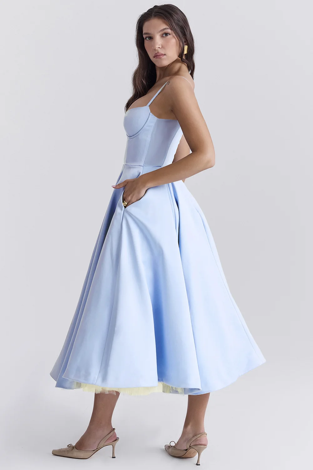Sexy Suspender Vestidos French High-waisted Solid Color Printed Long Robe Casual Vacation Party Nightclub Business Elegant Dress