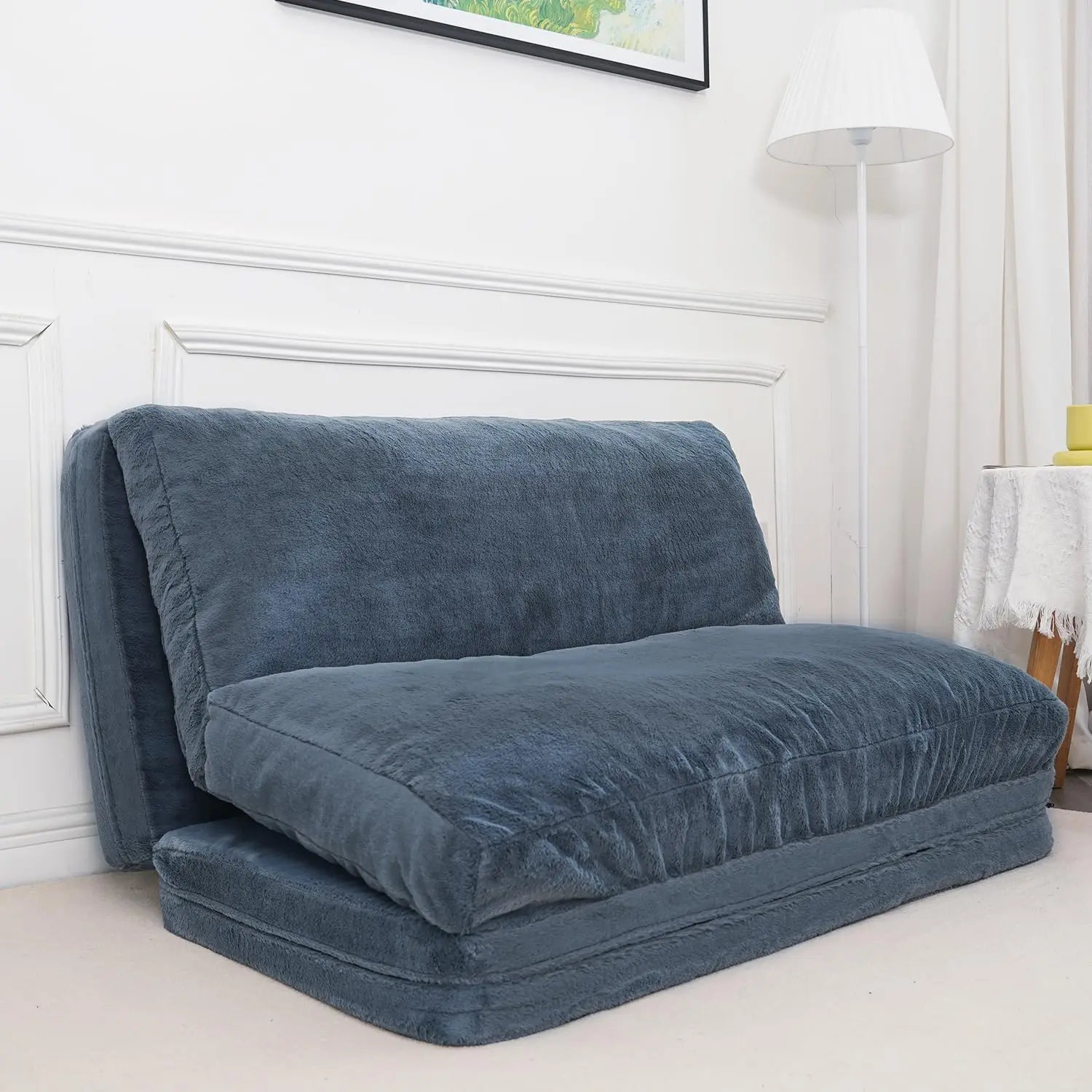 Medium Folding Matress Sofa Bean Bag Bed Foam Filling Folding Matress Sofa Includes Removable and Machine Washable Cover