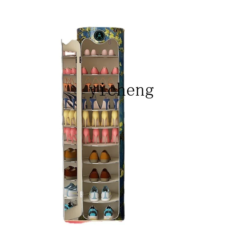 

Zk Creative Rotational Shoe Cabinet round Lock 360 Degrees Space-Saving Installation-Free Multi-Layer Storage Shoe Rack