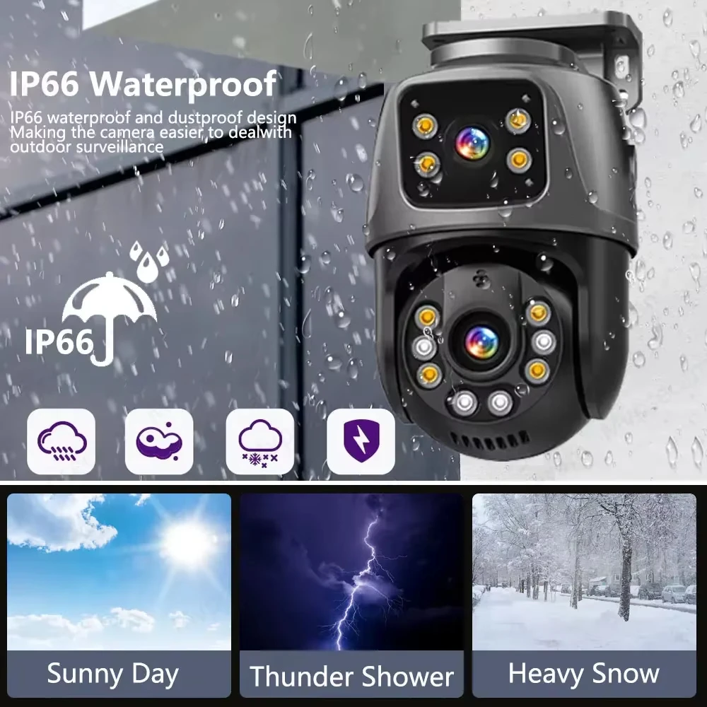 ICsee 8MP Dual Lens Dome PTZ Camera WIFI+POE IP Rj45 Network Security Monitoring 360° Tracking Home Outdoor Built-In Microphone 4