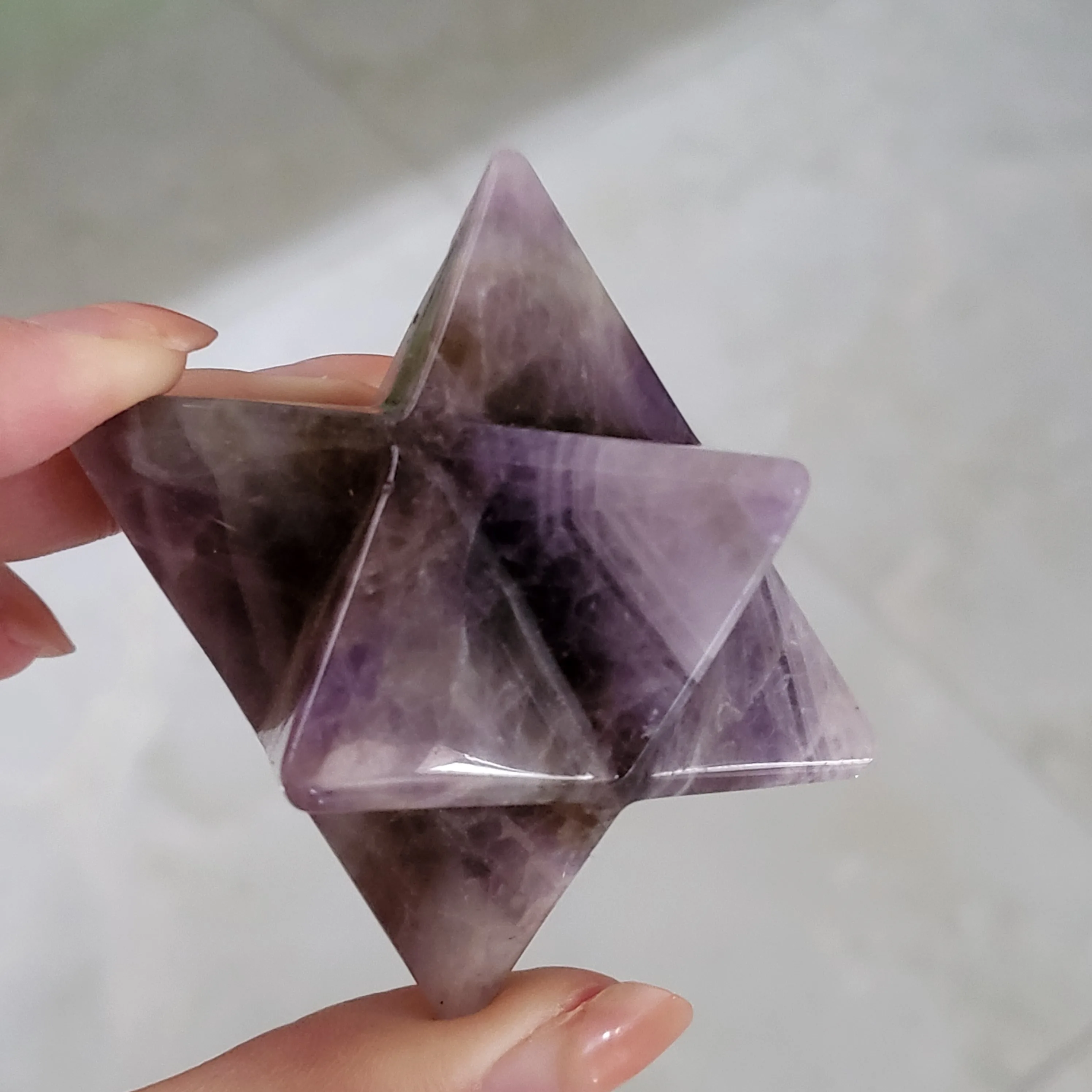 

Natural Fantasy Amethyst Merkaba Healing Energy Craft Decoration
