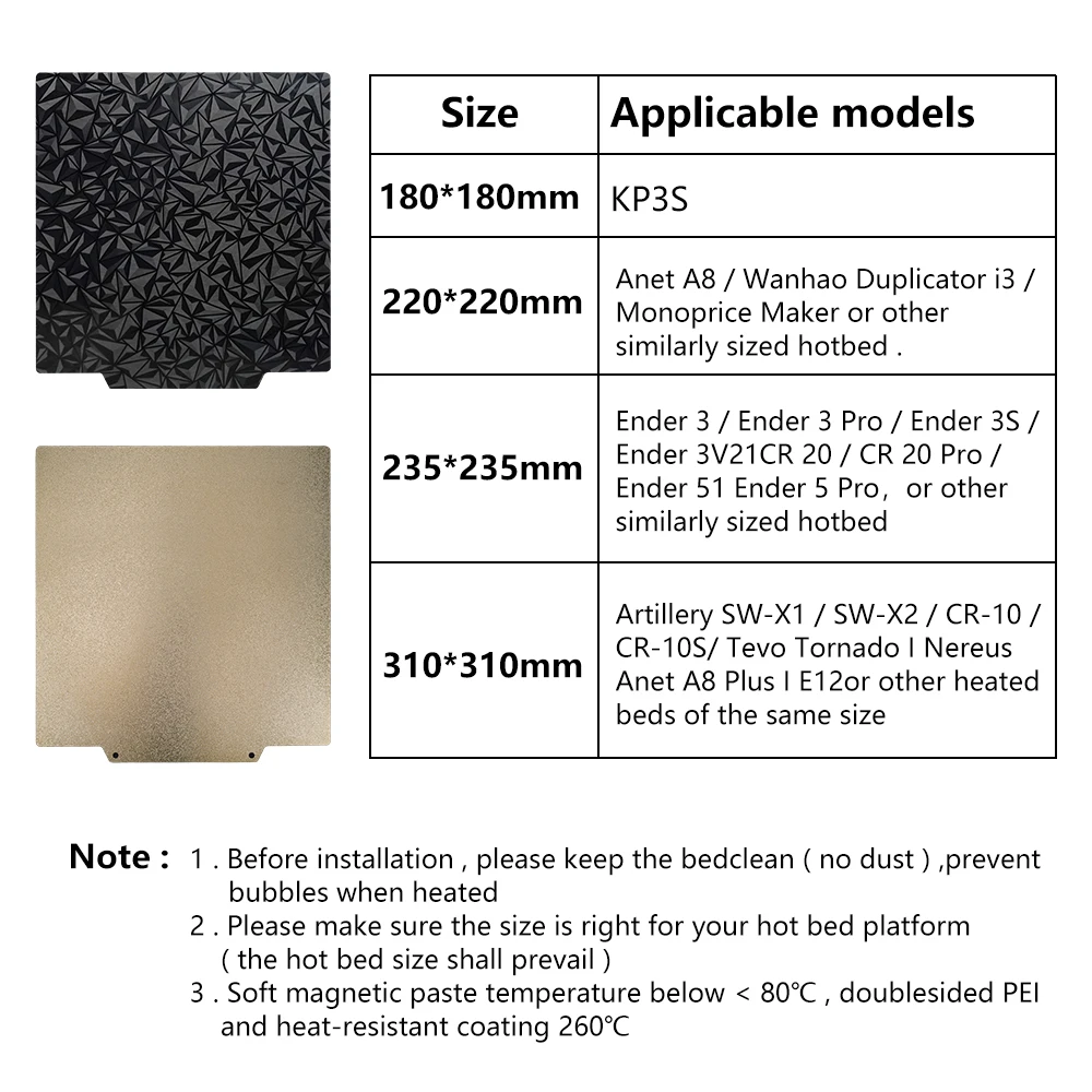 Premium PEI-Coated Magnetic Spring Steel Build Plate - Versatile Heated Bed