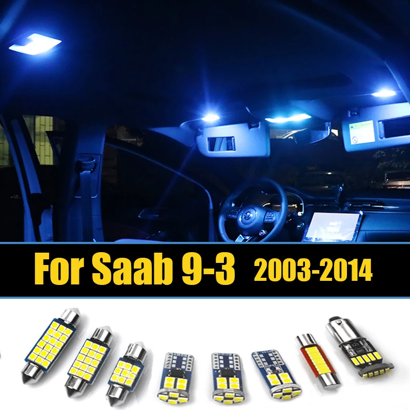 

For Saab 9-3 93 2003 2004 2005 2006 2007 - 2014 13pcs Car LED Bulbs Interior Dome Lamp License Plate Trunk Lights Accessories