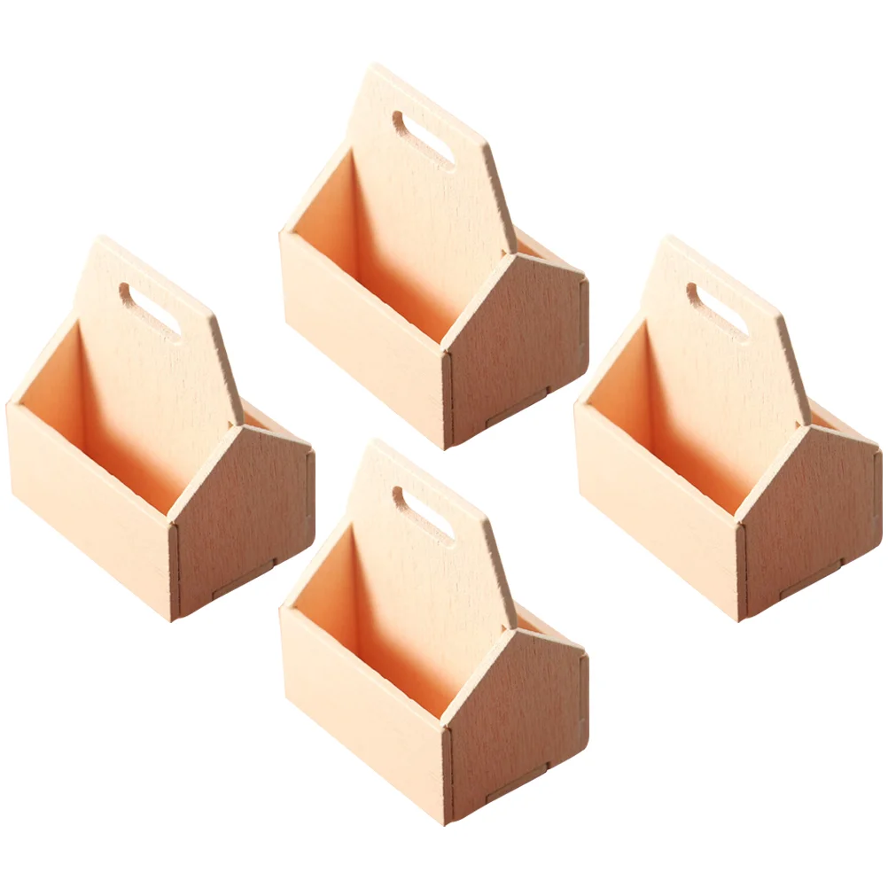 

4pcs House Storage Basket Small Wooden Storage Basket House Decor Supply