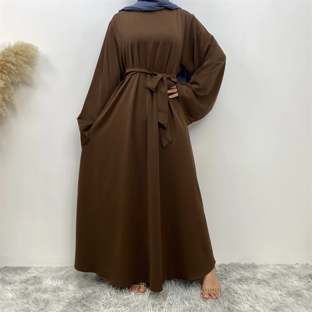 Fashion Plain Closed Abaya with Pockets Turkey Simple Abayas for Muslim Women Dubai Long Hijab Dress Ramadan Islam Kaftan Robe