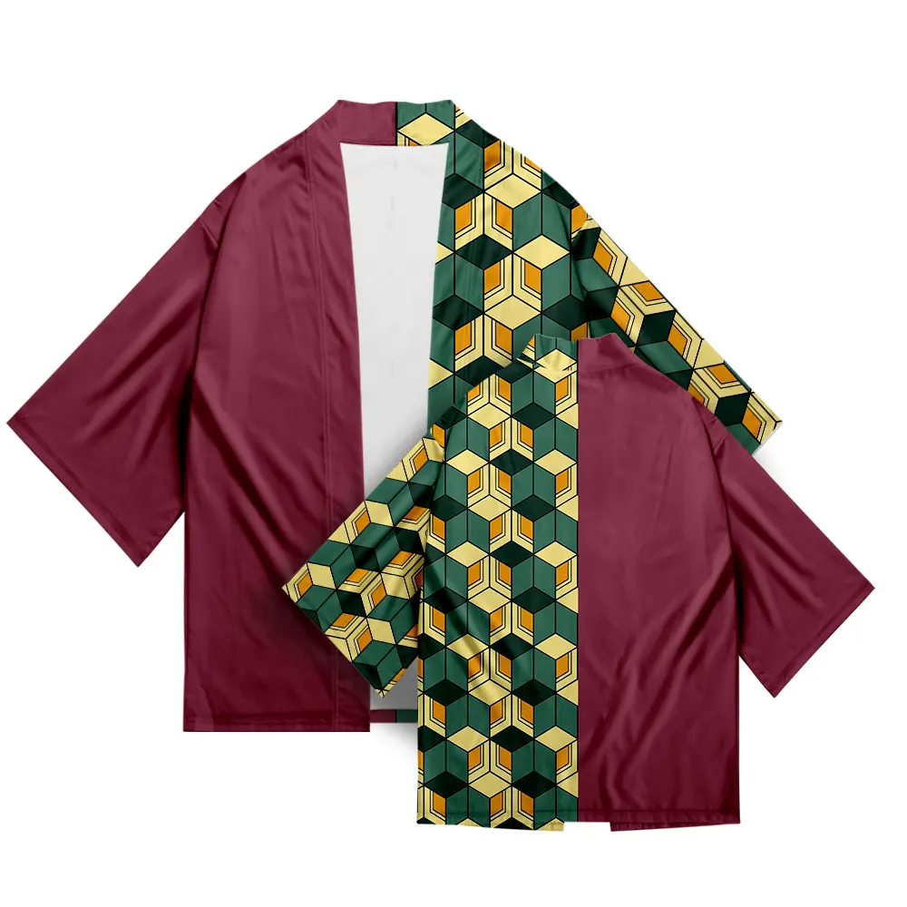 

Demon Slayer Japanese Kimono Haori Yukata Cosplay Women/Men Fashion Summer Short Sleeve Kimono Shirt Streetwear Tops Cloak