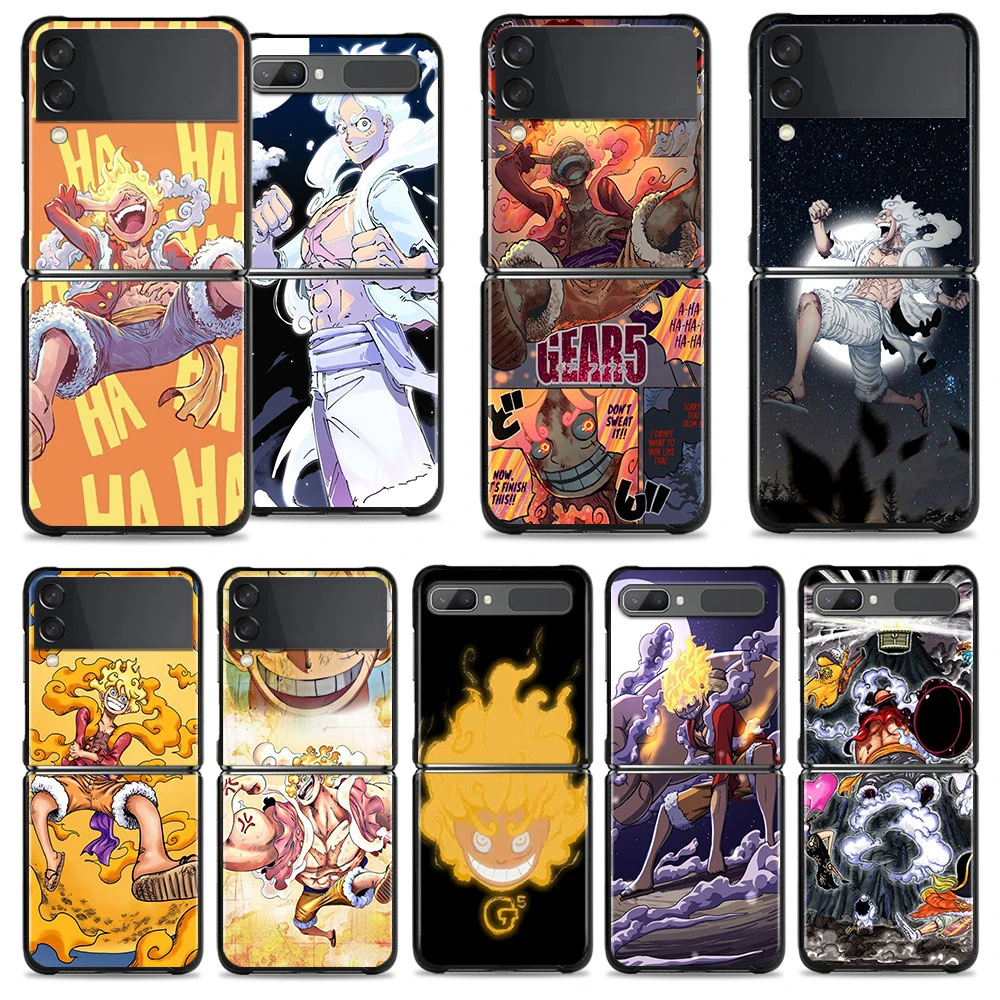 Phone Case For Samsung Z Flip3 5G z flip Coque for Galaxy zflip3 Z Flip 3 ZF3 Capa Hard Shell One Piece Luffy Gear 5 Zoro Art galaxy flip3 case