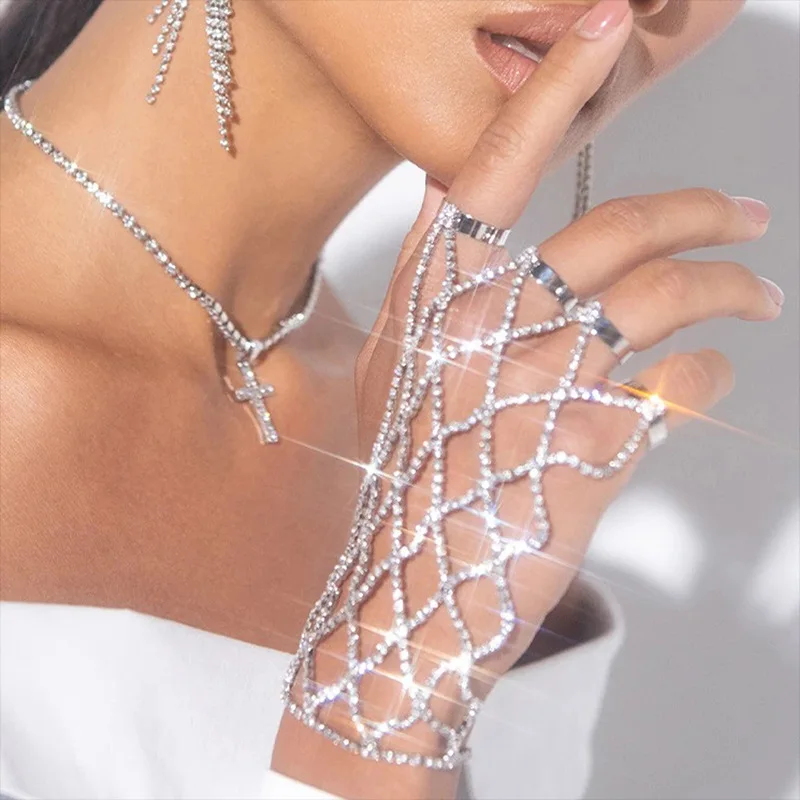 

Fashion Interlaced Bracelet Personality Mesh Simple Back of Hand Accessories Shiny Jewelry Women