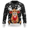 Ugly Christmas Sweater Women Reindeer Print Oversized Knit Sweater Winter Round Neck Long Sleeve Cozy Holiday Sweater Knitwear 4