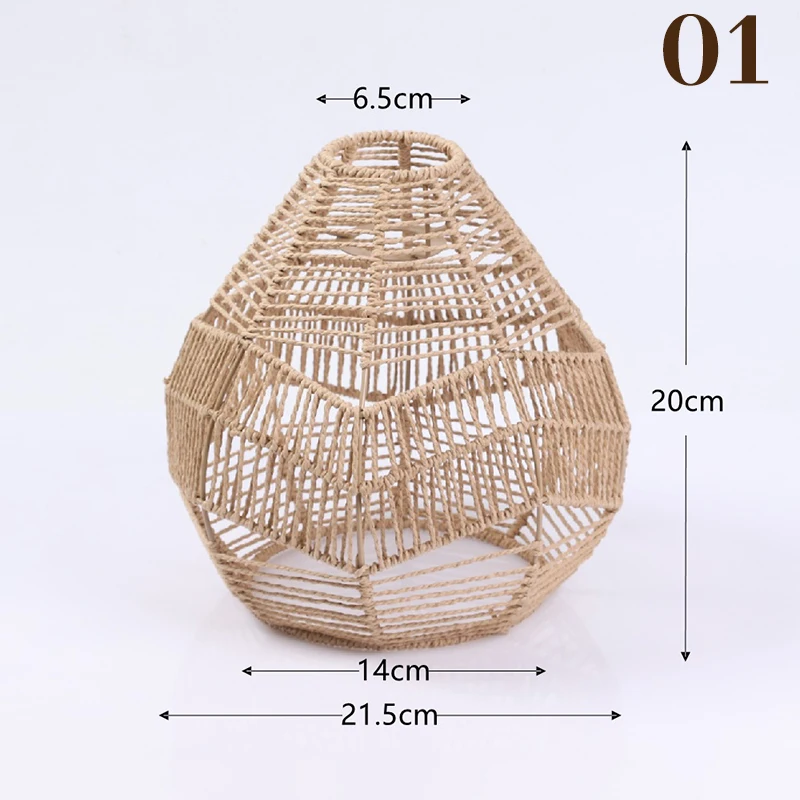 Description Picture 5 of itemNew 1PC Hand Weave Lampshade Rattan Hanging Lamp Shade Cafe Hotel Light Cover Ceiling Pendant Fixture For Home Restaurant Decors