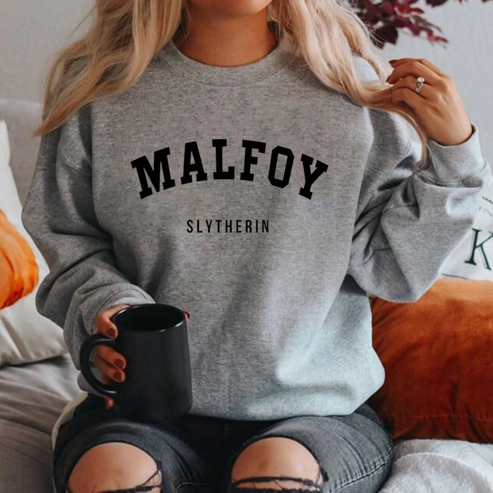 Malfoy-Sudadera con letras simples y elegante para mujer, ropa deportiva nueva que combina con todo, Sudadera con capucha informal de calle, ropa de moda con cuello redondo