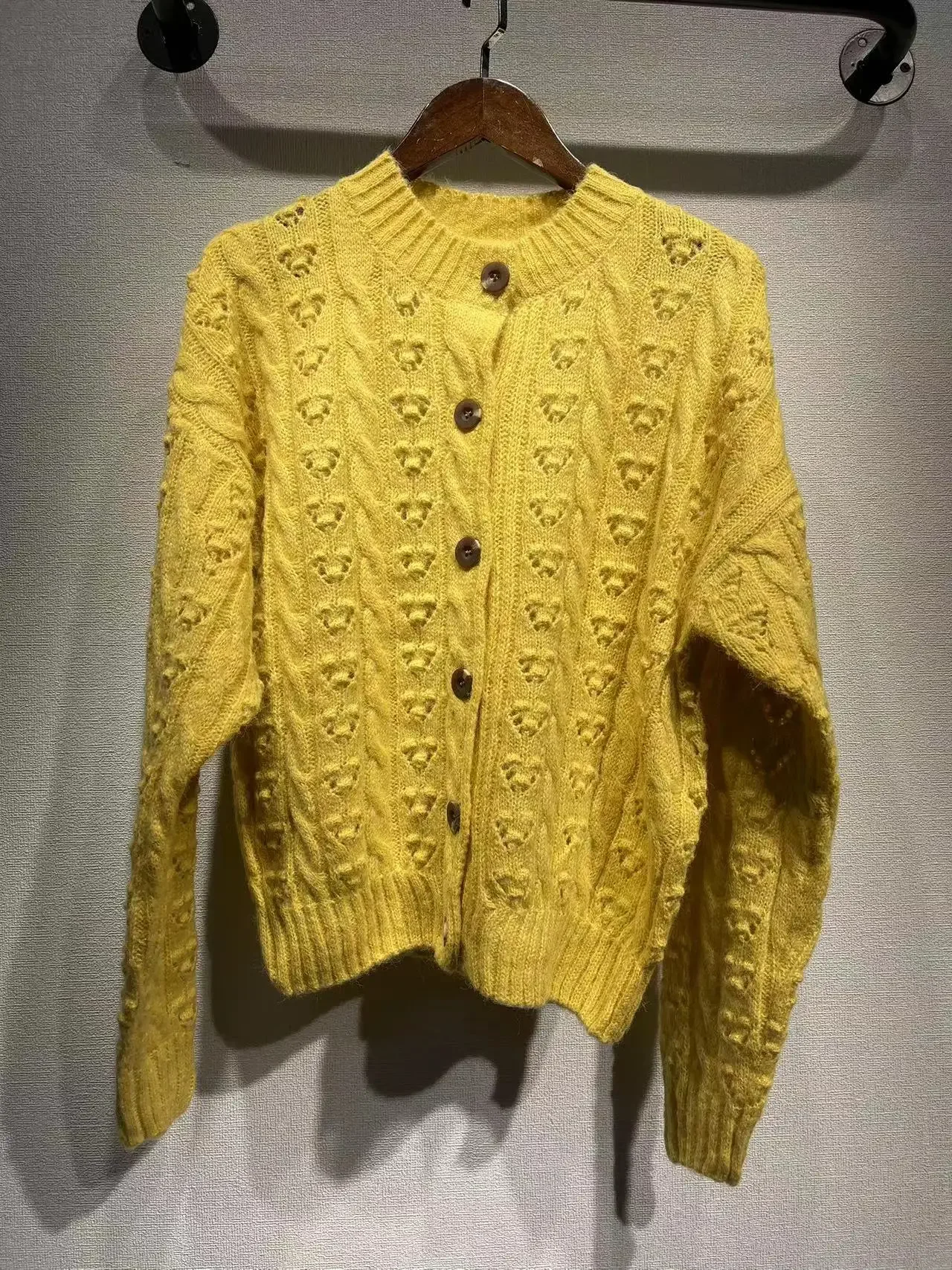 

Knitted Cardigan for Women 2023 New Wool Blend Single Breasted Round-Neck Slim Commuter Long Sleeve Sweater