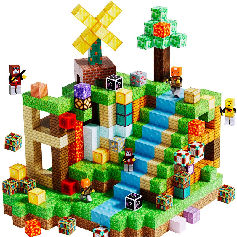 Kids Magnetic Building Blocks Mine Magnet World Set Boys and Girls Sensory Toy Toddlers Birthday Gifts Construction Toys