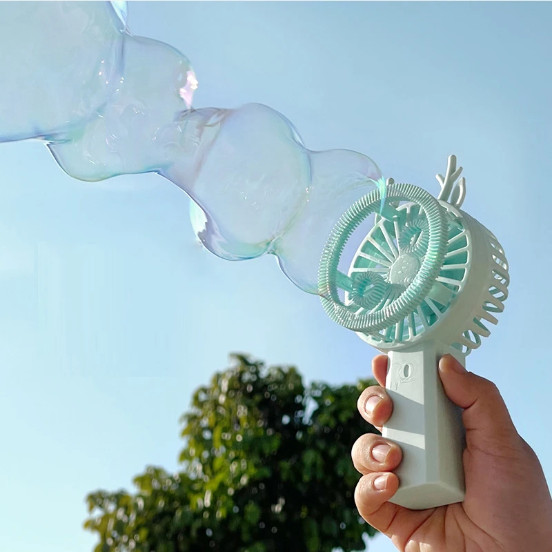 

3 In 1 Electric Bubble Fan Bubble Machine Small Fan Soap Bubbles Magic Bubble Blower Gun Outdoor Mini Fan Toys For Children