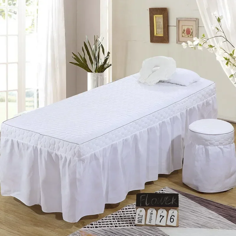 Description Picture 3 of item5pcs Bedspreads Mattress Pad Bedsheets Nordic Bedding Adjustable Massage Tables Spa Beauty Salon Cover Quilted Skirts King Size