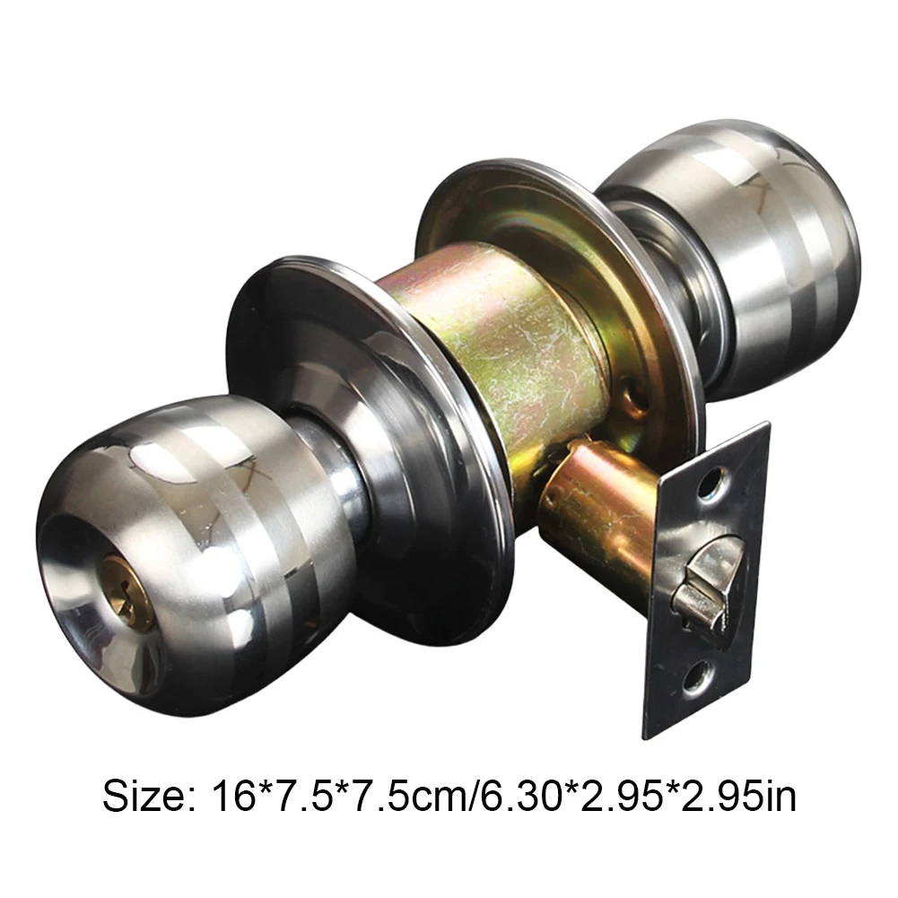 Stainless Steel Round Door Knobs Rotation Lock Knobset Handle Metal Door Knob Lock With Key For Bedrooms Living Rooms Bathrooms door knobs