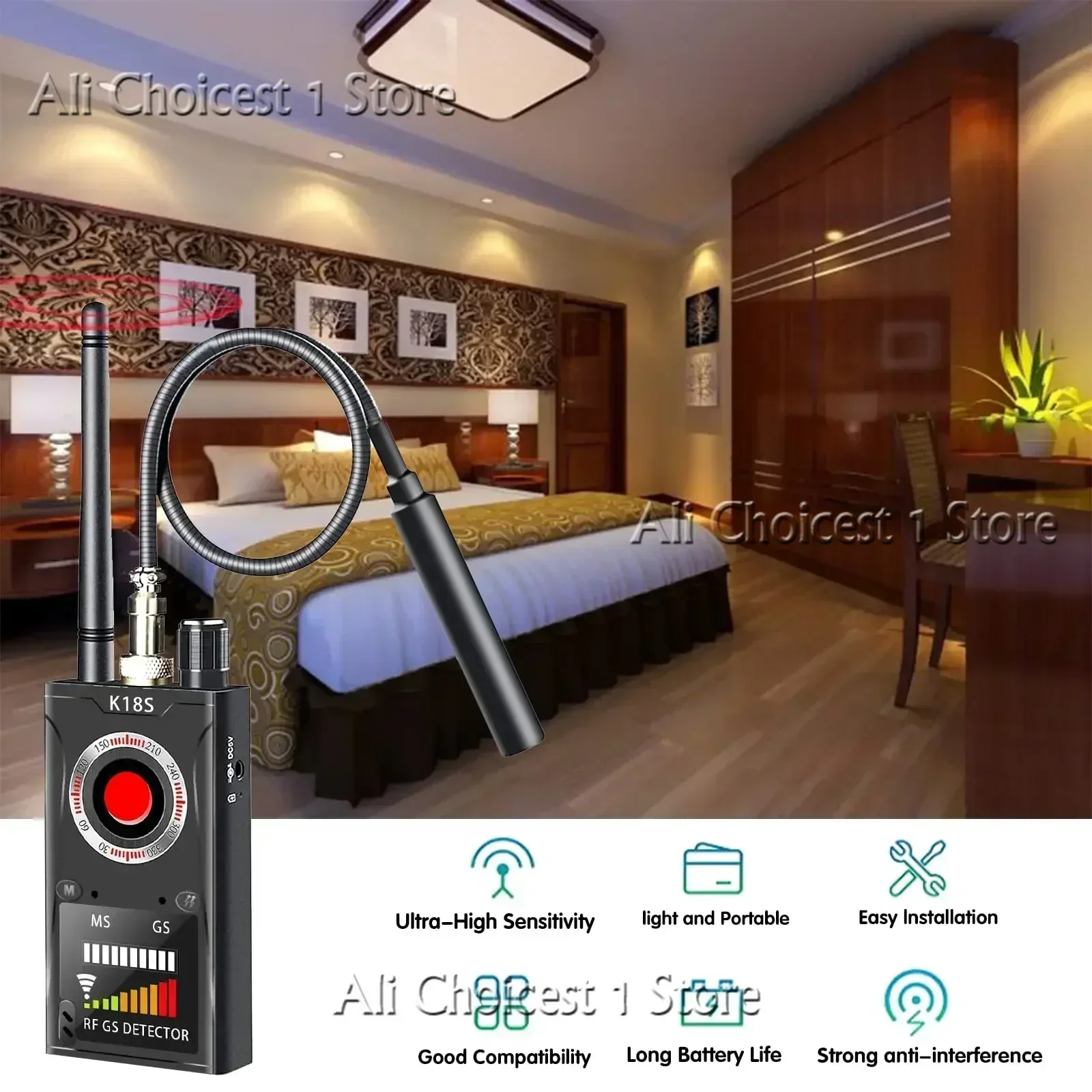 K18S Reverse Camera Detector GSM Audio Error Finder GPS Signal Scanner Upgrade RF Tracker Detect