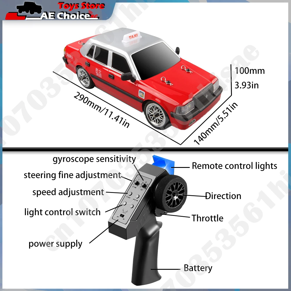 MN Rc Cars MN38 1/16 HongKong Taxi Model RC Car 2.4G Remote Control LED Light Drift Car RTR Electric Toy Car Gift for Boy 6