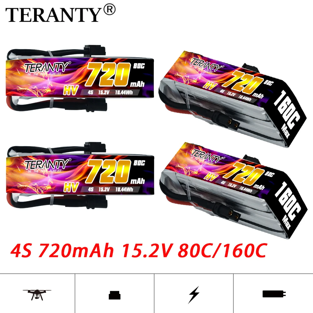 

Original TERANTY 4S 15.2V 80C/160C 720mAh Lipo Battery For RC Helicopter Quadcopter FPV Racing Drone Parts Rechargeable Battery