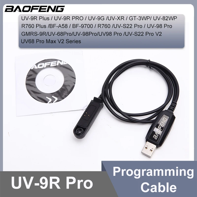 Baofeng UV-9R Pro USB Programming Cable BF-9700 BF-A58 UV-XR UV-5R WP GT-3WP UV-5S UV 9R Plus BF-A58 Walkie Talkies Accesssories