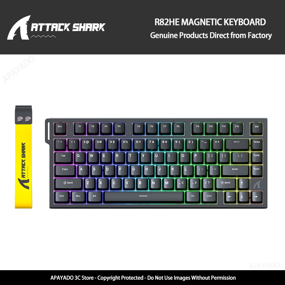 ATTACK SHARK R82HE 게이밍 키보드 마그네틱 75% 유선 8000Hz 빠른 트리거 프로게이머 키보드, 0.005mm RT 정확도, 0.08ms 지연