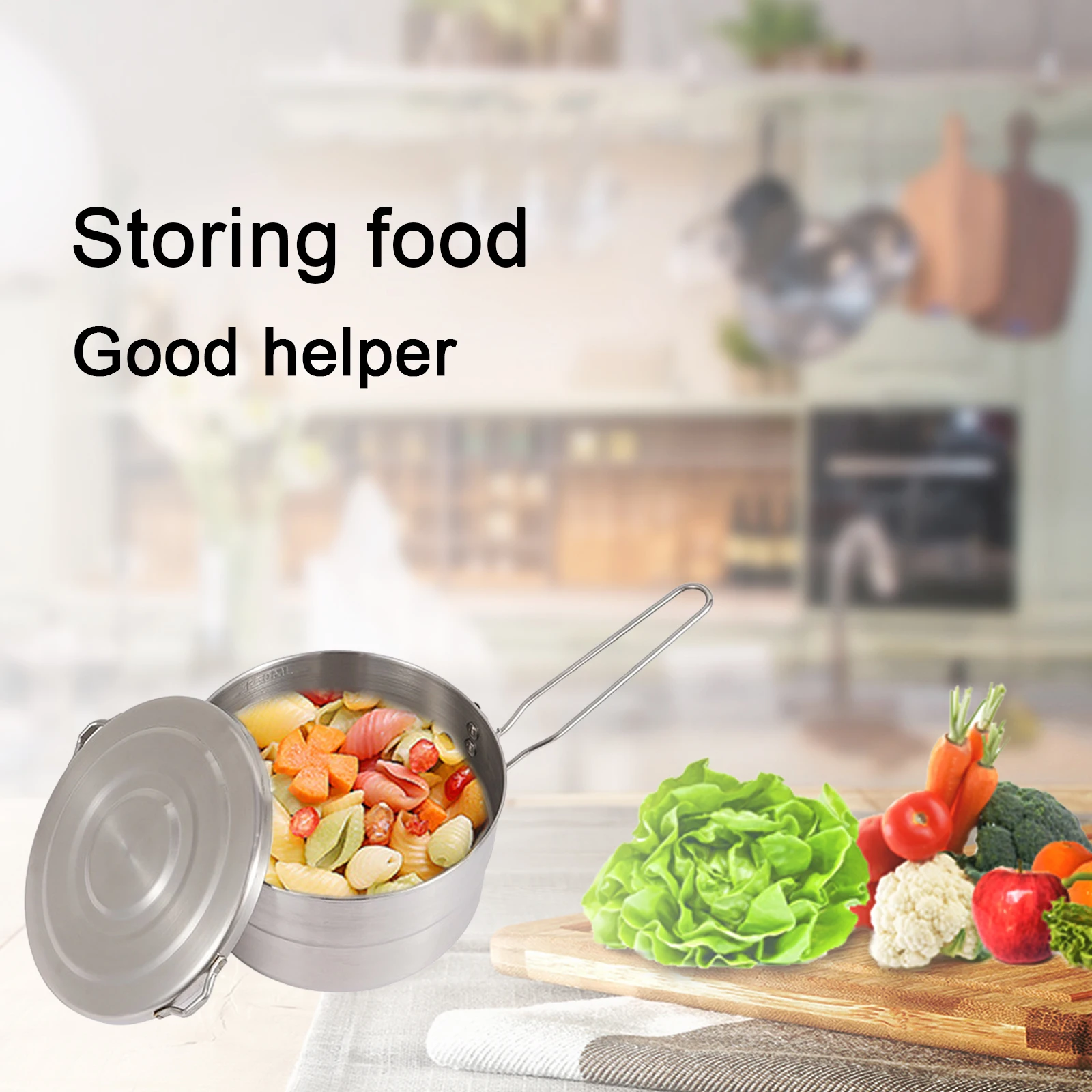 

Outdoor Camping 304 Stainless Steel Bento Pot Barbecue Portable Mountaineering Pot Folding Handle Picnic Cooking Pot