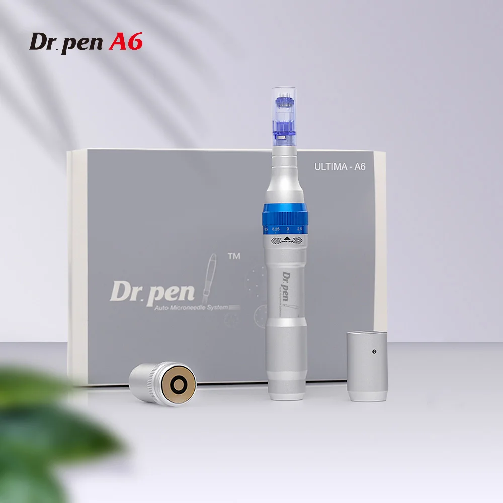 Original Dr.Pen A6 Electric Dermapen Professional Microneedling Device Stamp Design With 2 Pcs Rechargeable Battery For Facial Skin Care With Ce Certi
