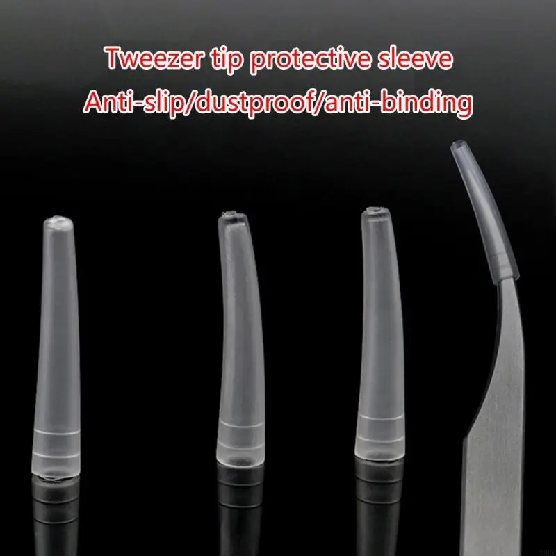 T8UC 100Pieces Clear Plastic Protective Tweezers Protect Cover Tips Tweezers Caps