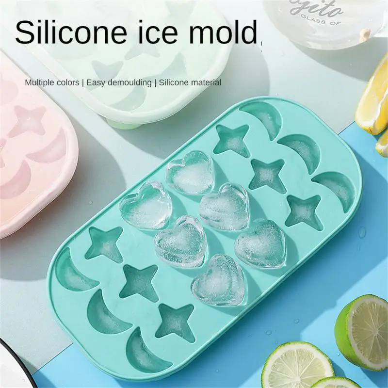 

Self Made Convenient With Cover Multiple Colour Silica Gel Easy Demoulding Raised Boss Household Grid Design Ice Tray Ice Cubes