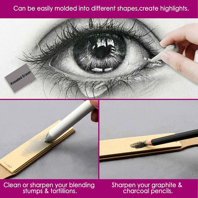 40 PCS Blending Stumps And Tortillions Set Blending Tools,Kneaded Eraser And Sandpaper Blocks