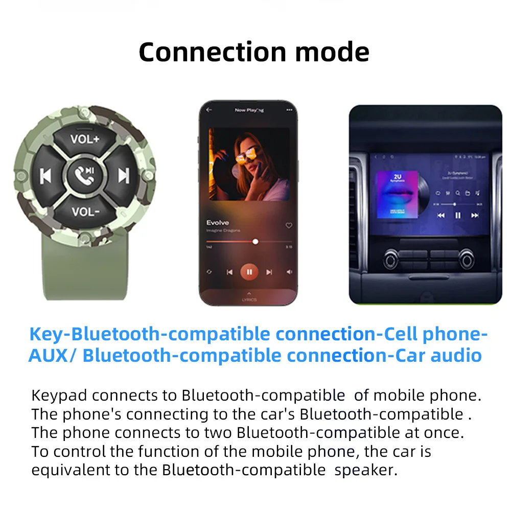 Car Steering Wheel Remote Control Media Controller Button Bluetooth-compatible M