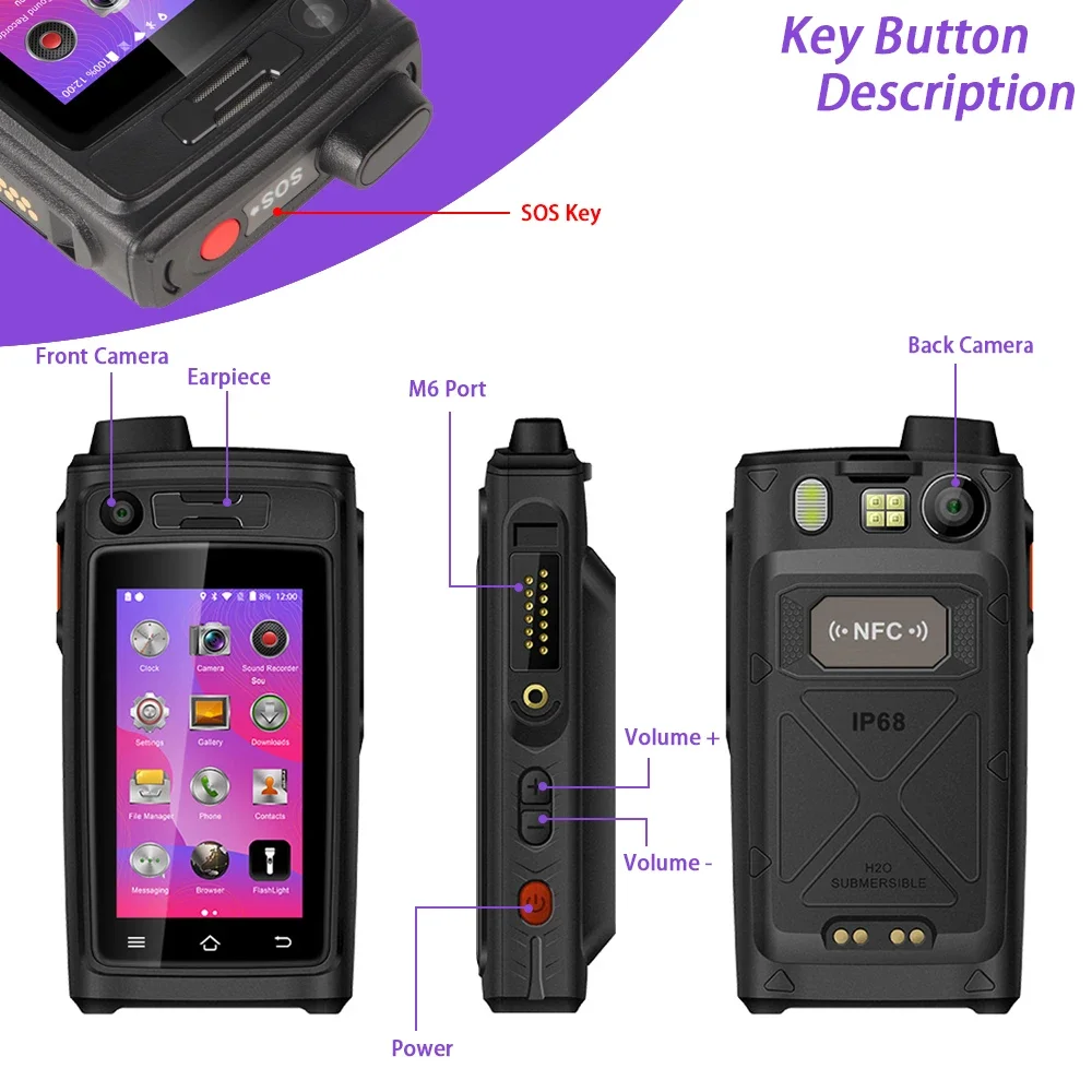 UNIWA A19S Shockproof Smartphone IP68 Waterproof  4G LTE Quad Core Phone Walkie Talkie POC Zello Android 6 Mobile Phone 4800mAh