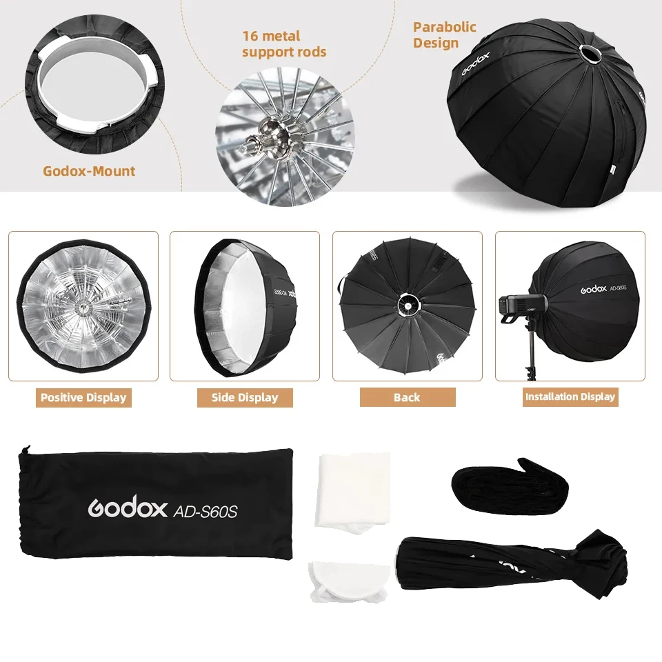 Godox AD-S60S 60cm 퀵 설치 옥타곤 소프트 박스 ML60/ML60BI AD300Pro AD300Pro II용 특수 액세서리