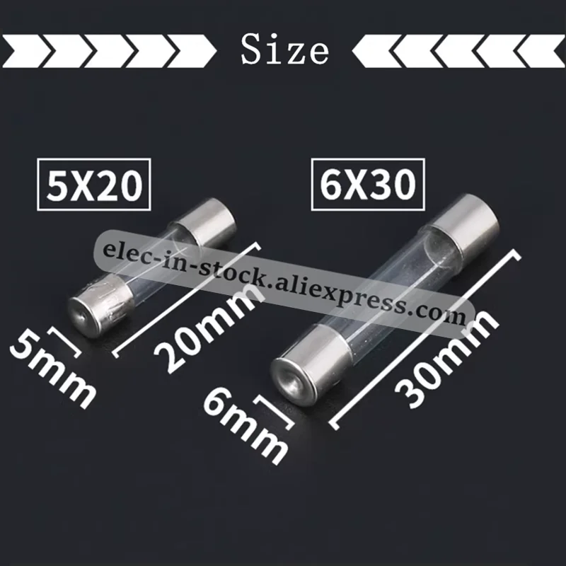 360pcs Fast Blow Glass Fuses Assortment Kit 5x20mm 6x30mm 250V 0.5A 1A 2A 3A 4A 5A 6A 8A 10A 15A 20A AMP Tube Fuse 5*20mm 6*30mm Glass Fuse Kit