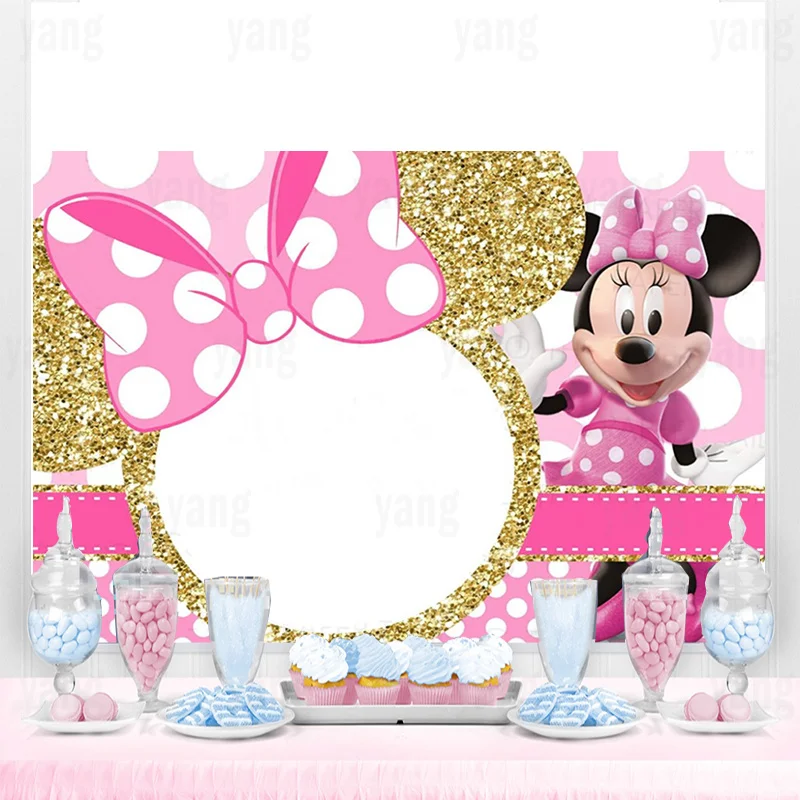 DisneyPinkGoldGlitterMinnieMickeyMouseBackdropPhotography