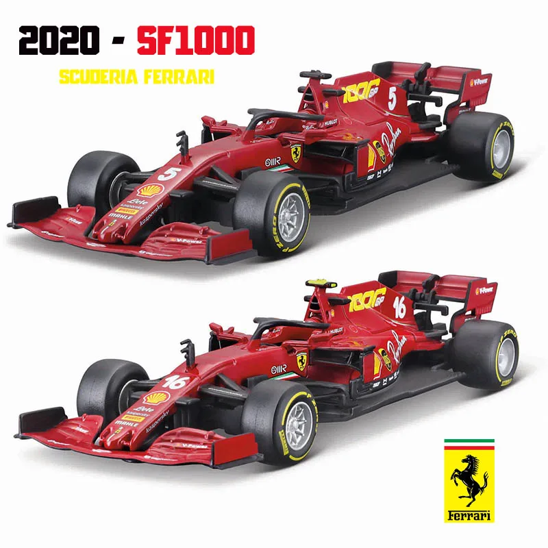 2020 Ferrari Bburago 1:43 F1 SF1000 #5 Sebastian Vettel #16 Charles Leclerc Alloy Car Die Cast Car Model Toy Collection Gift bburago 1 43 f1 2023 16 charles leclerc scuderia ferrari sf23 55 carlos sainz alloy car die cast car model toy collection gift