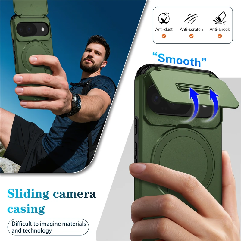 Armor Magnetic Wireless Charging Shockproof Case with Magsafe and Bracket Cover