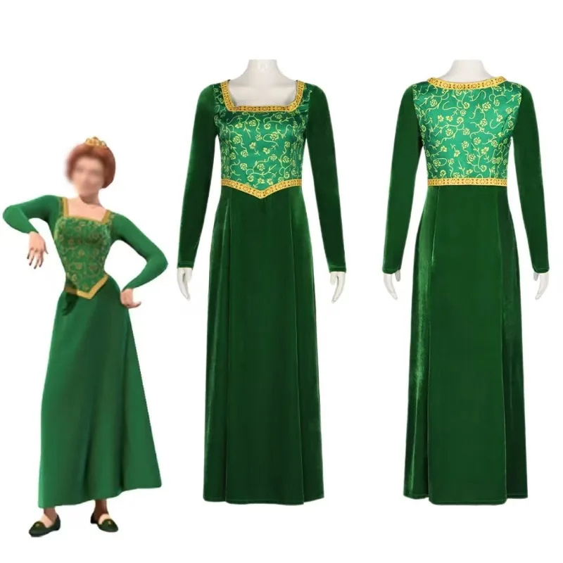 Anime Princess Green Dress Fiona Dress Brank Cosplay Costume Halloween Fancy Fantasy Party Suit Roleplay Per Donna Adulta
