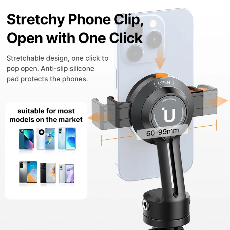 Ulanzi SK-05 Magnetic Phone Tripod 1.6m Selfie Stick with Wireless Bluetooth Remote 360° Rotation Phone Holder For Phone Camera