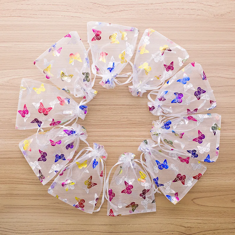 Qianhailizz 3 misure 100 Butterfly organza Jewelry Gift Pouch