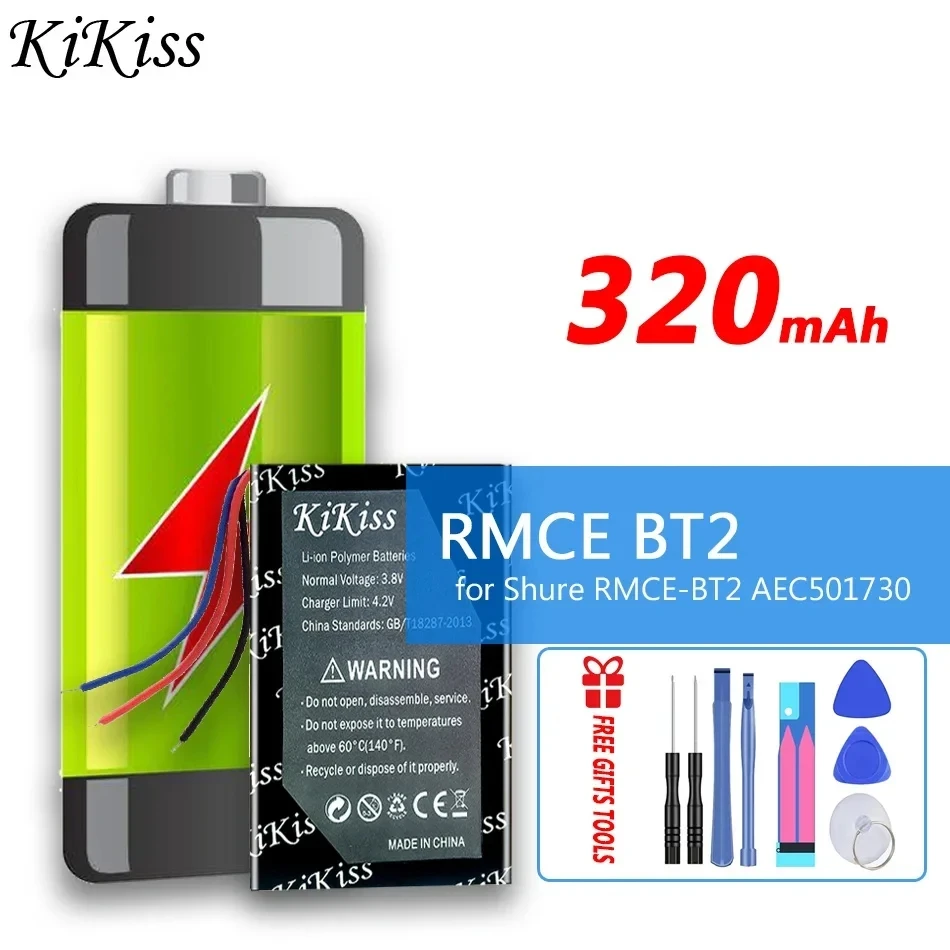 Мощная батарея 320mAh KiKiss Для Shure RMCE-BT2 AEC501730