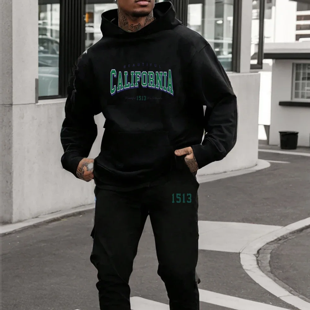 Men's Hoodie Pants Sets New York City Letters Sweatshirts Loose Sweatpants Suit Fleece Jogging Sweatshirt Trousers Outfits Suits 6