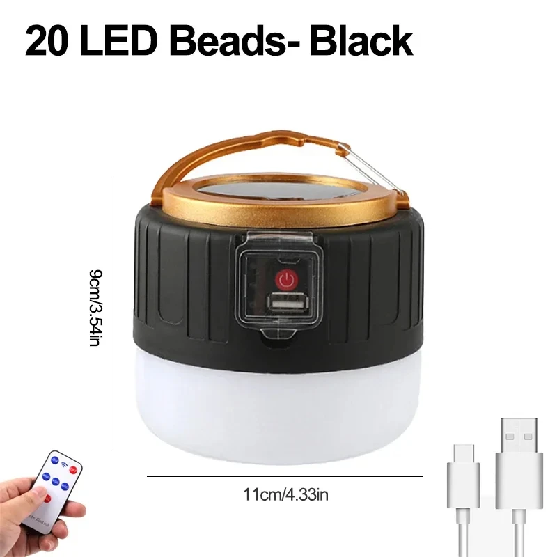 1000W Outdoor Solar LED Rechargeable Camping Lantern - Portable Emergency Tent Lamp for BBQ, Hiking, and Night Market