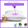 1pc Waterproof Pillow Cover Cotton Terry Fabric Zipper Pillow Protector Bedbug Proof & Hypoallergenic 50x70cm 1