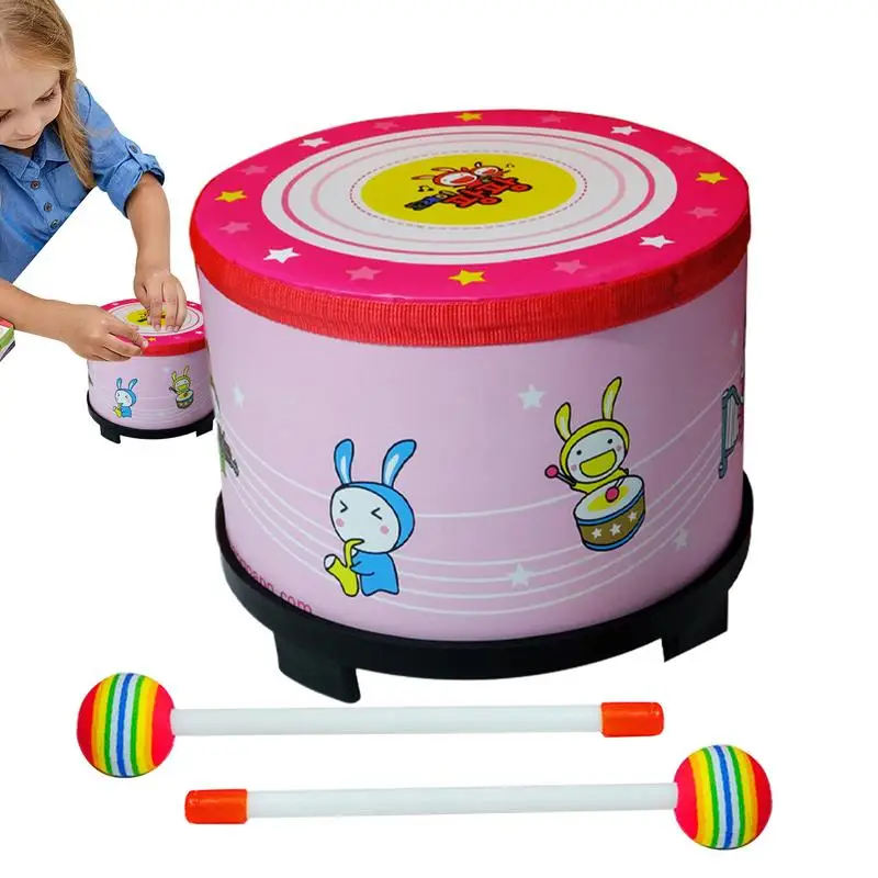 Children's Hand Drumming Child Musical Toy Hand Drum Educational Musical Toy With Wood Stick For Performances Parties Festivals