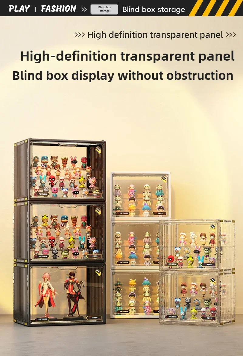 For Pop Mart 3-Tier Acrylic transparent Display Case - Dustproof Step Shelf for Anime Cars, Action Figures & Jewelry Organizer