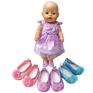 Fit for 43 Cm  Baby Doll Sequin Shoes Suitable for 18 Inch Girl Doll Toy Boots Doll Accessories Toy